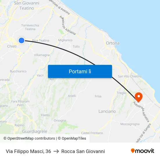 Via Filippo Masci, 36 to Rocca San Giovanni map