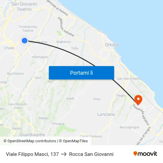 Viale Filippo Masci, 137 to Rocca San Giovanni map