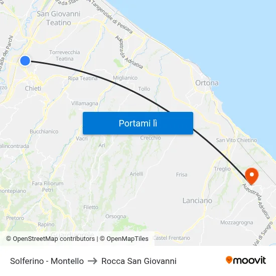 Solferino - Montello to Rocca San Giovanni map
