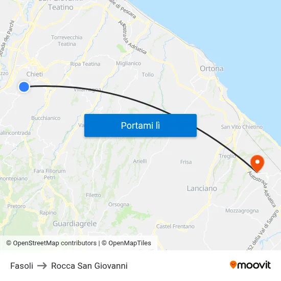 Fasoli to Rocca San Giovanni map