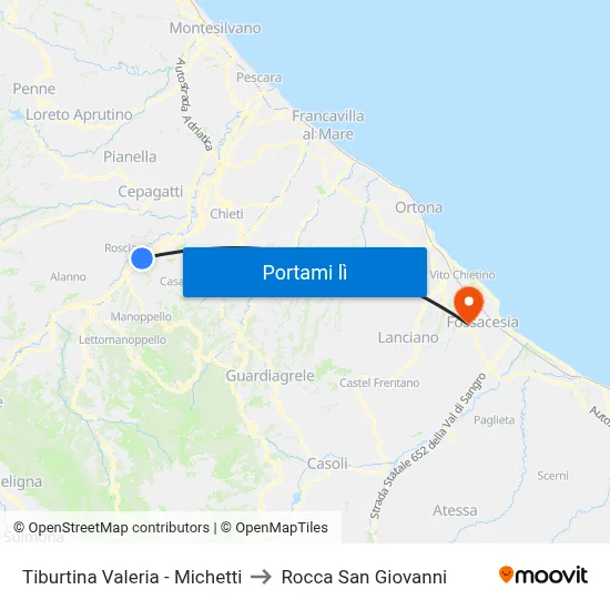 Tiburtina Valeria - Michetti to Rocca San Giovanni map