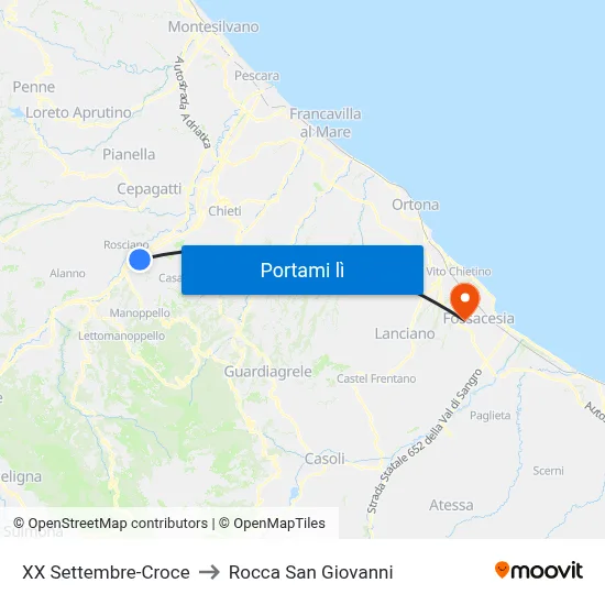 XX Settembre-Croce to Rocca San Giovanni map