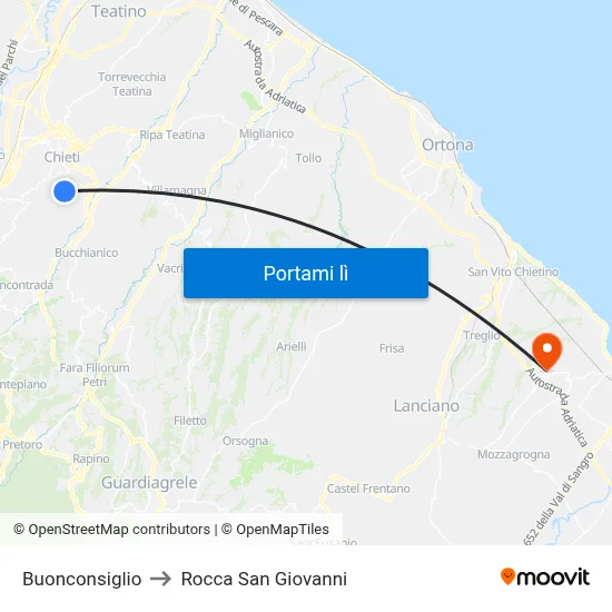 Buonconsiglio to Rocca San Giovanni map