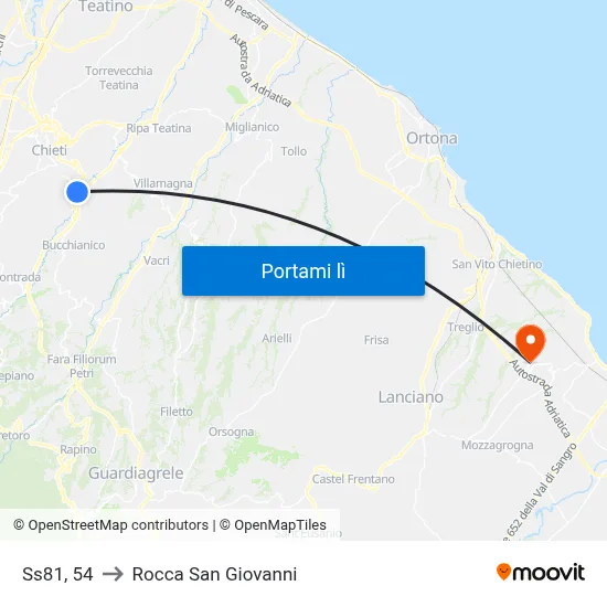 Ss81, 54 to Rocca San Giovanni map