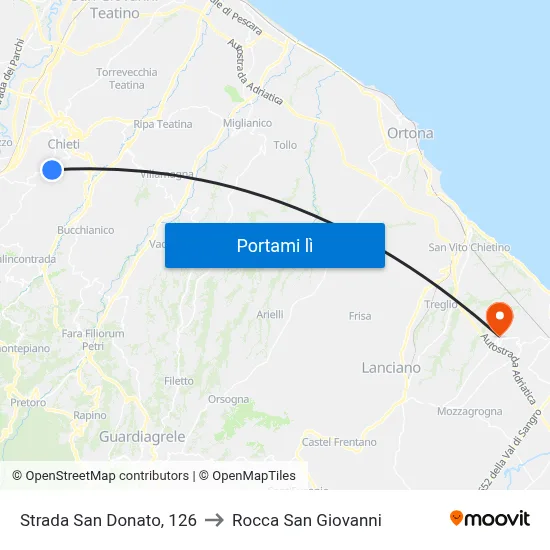 Strada San Donato, 126 to Rocca San Giovanni map