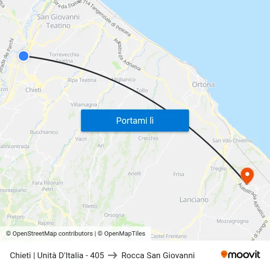 Chieti | Unità D'Italia - 405 to Rocca San Giovanni map