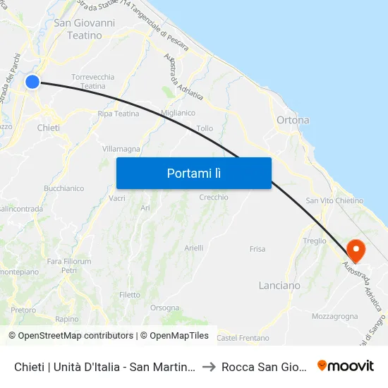 Chieti | Unità D'Italia - San Martino Ovest to Rocca San Giovanni map