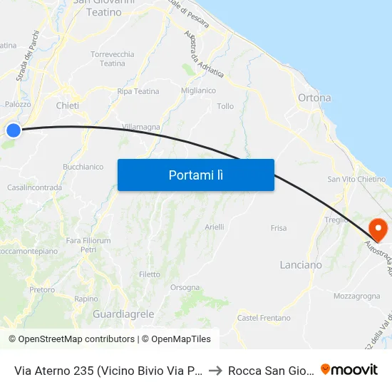 Via Aterno 235 (Vicino Bivio Via Per Popoli) to Rocca San Giovanni map