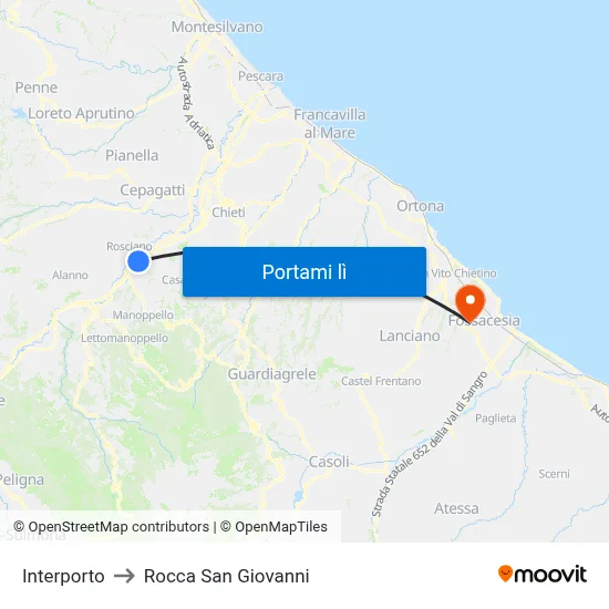 Interporto to Rocca San Giovanni map