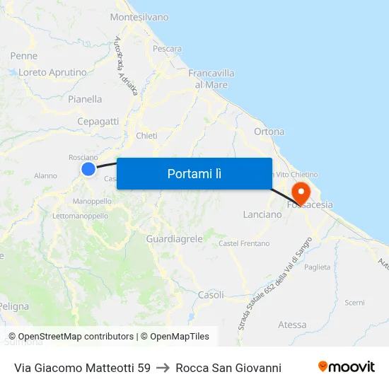 Via Giacomo Matteotti 59 to Rocca San Giovanni map