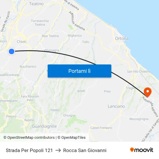 Strada Per Popoli 121 to Rocca San Giovanni map
