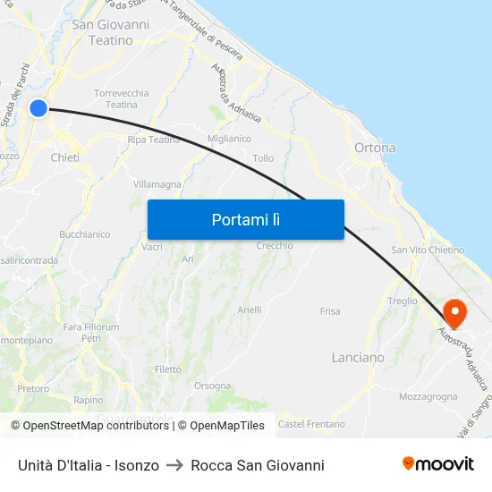 Unità D'Italia - Isonzo to Rocca San Giovanni map