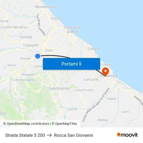 Chieti | Aterno - Fronte Portobello to Rocca San Giovanni map