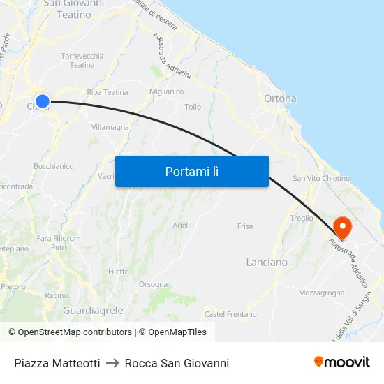 Piazza Matteotti to Rocca San Giovanni map