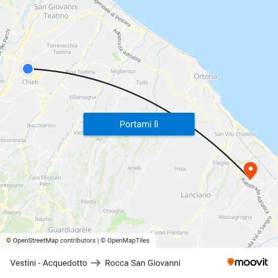 Vestini - Acquedotto to Rocca San Giovanni map