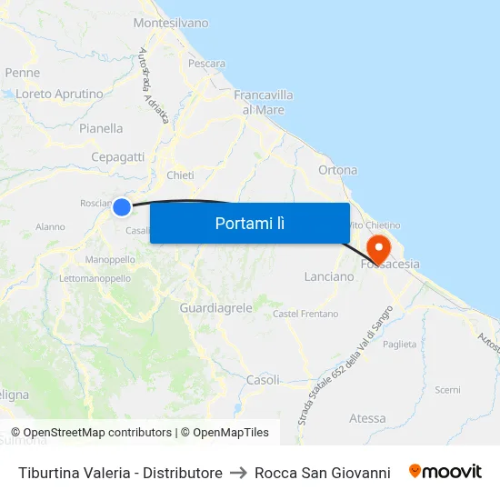 Tiburtina Valeria - Distributore to Rocca San Giovanni map