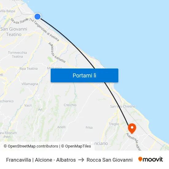 Francavilla | Alcione - Albatros to Rocca San Giovanni map