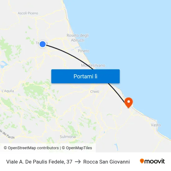 Viale A. De Paulis Fedele, 37 to Rocca San Giovanni map