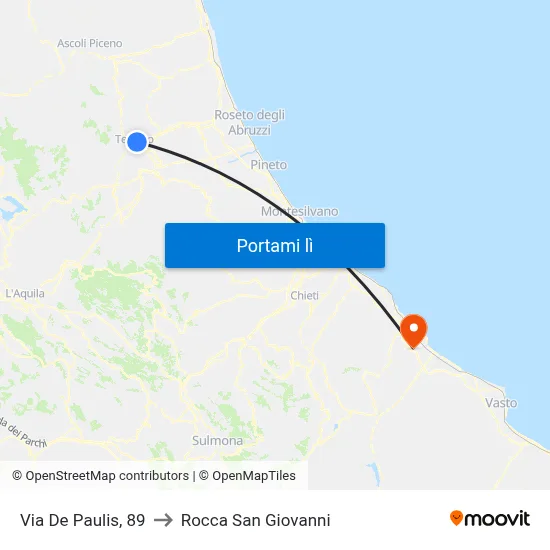 Via De Paulis, 89 to Rocca San Giovanni map