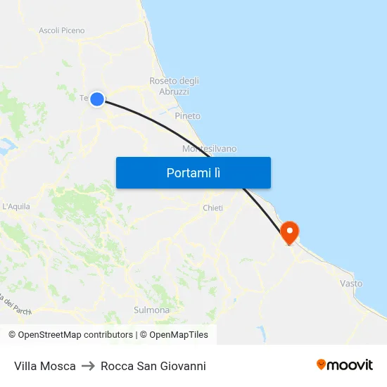 Villa Mosca to Rocca San Giovanni map
