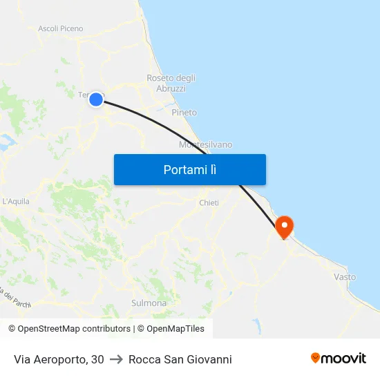 Via Aeroporto, 30 to Rocca San Giovanni map