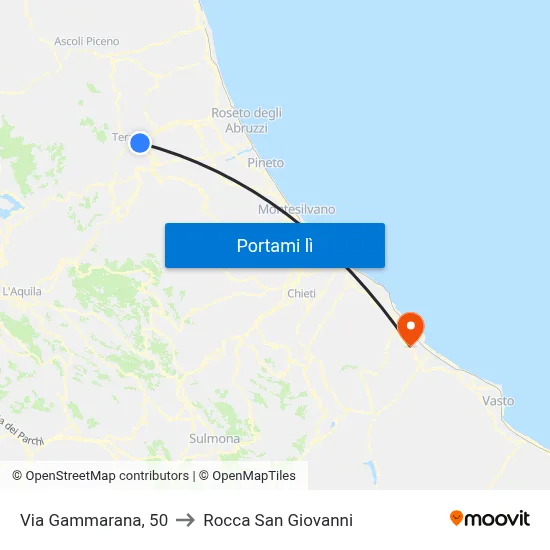 Via Gammarana, 50 to Rocca San Giovanni map
