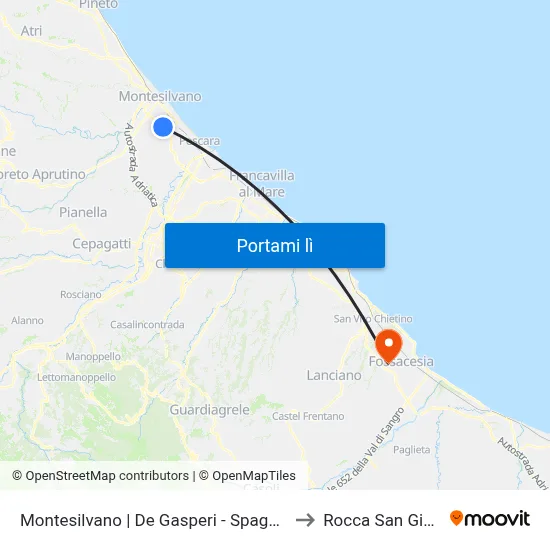 Montesilvano | De Gasperi - Spagnuolo Ovest to Rocca San Giovanni map