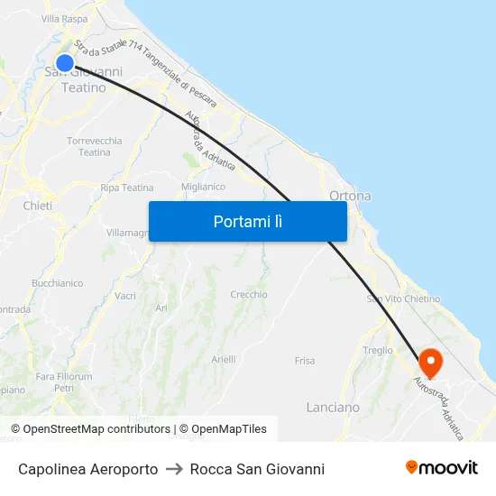 Capolinea Aeroporto to Rocca San Giovanni map