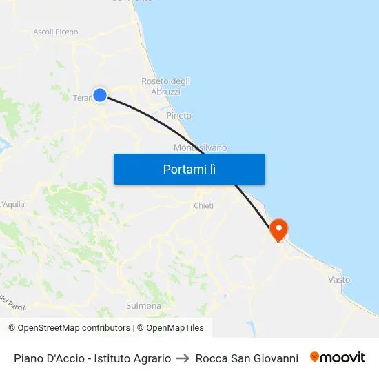 Piano D'Accio - Istituto Agrario to Rocca San Giovanni map