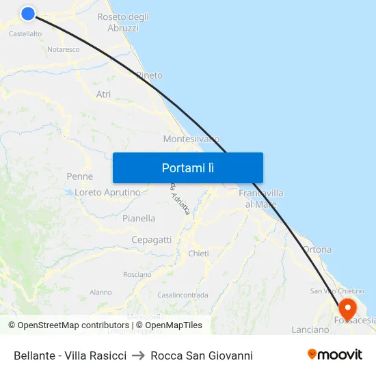 Bellante - Villa Rasicci to Rocca San Giovanni map