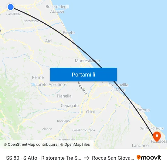 SS 80 - S.Atto - Ristorante Tre Stelle to Rocca San Giovanni map