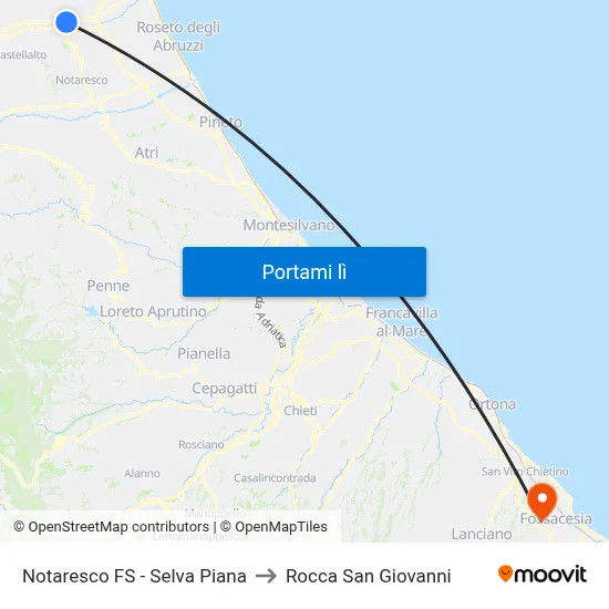Notaresco FS - Selva Piana to Rocca San Giovanni map