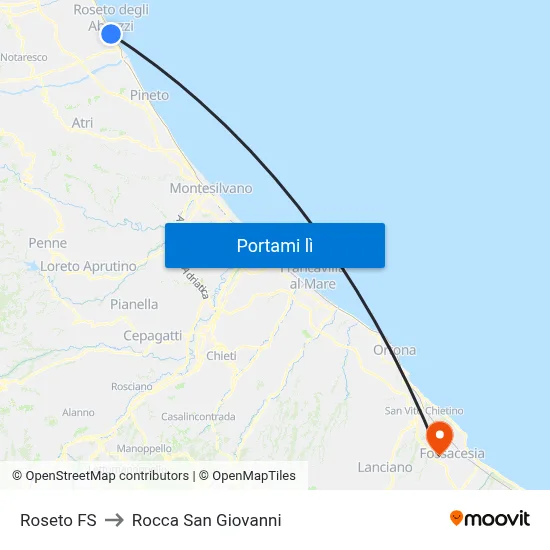 Roseto FS to Rocca San Giovanni map