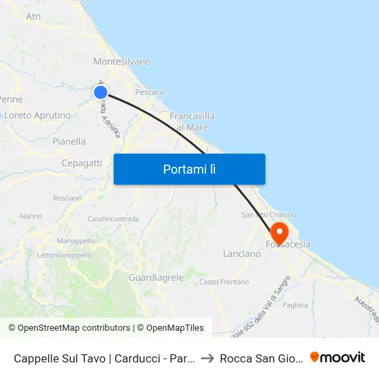 Cappelle Sul Tavo | Carducci - Parrucchiere to Rocca San Giovanni map