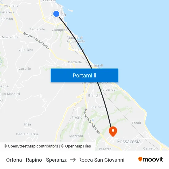 Ortona | Rapino - Speranza to Rocca San Giovanni map