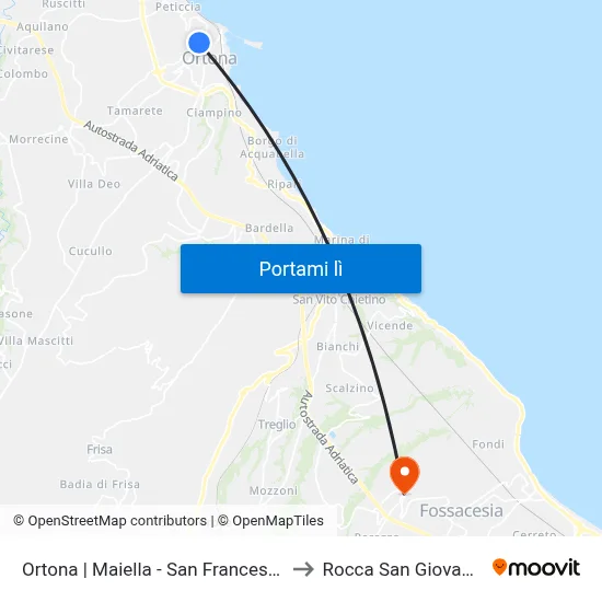 Ortona | Maiella - San Francesco to Rocca San Giovanni map