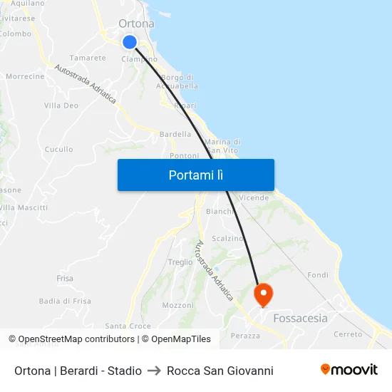 Ortona | Berardi - Stadio to Rocca San Giovanni map