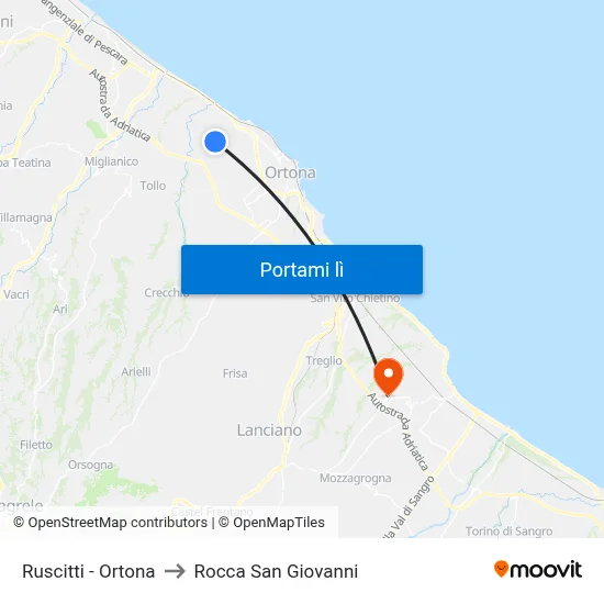 Ruscitti - Ortona to Rocca San Giovanni map