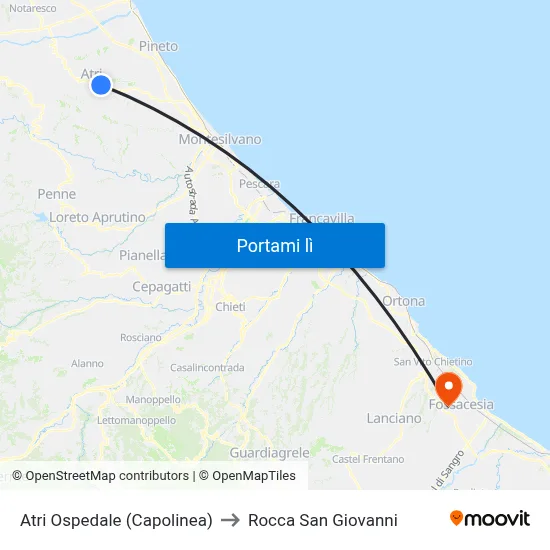Atri Ospedale (Capolinea) to Rocca San Giovanni map