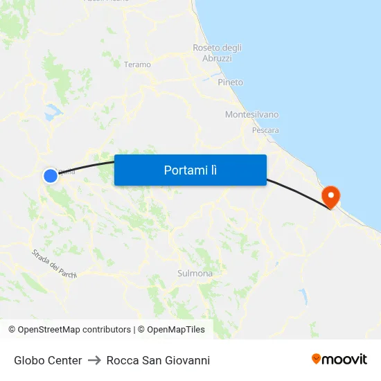 Globo Center to Rocca San Giovanni map
