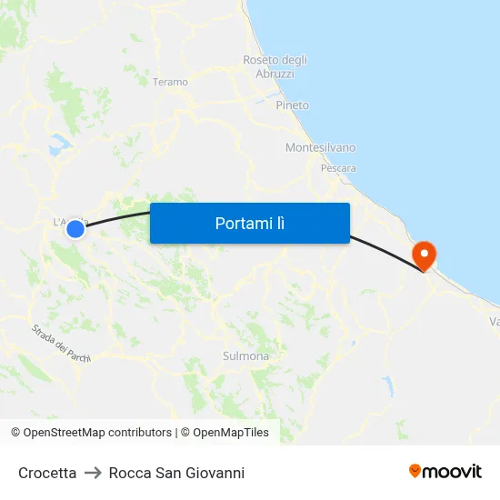 Crocetta to Rocca San Giovanni map