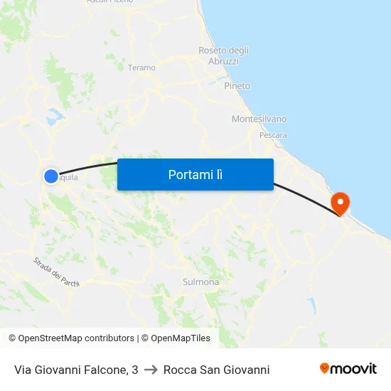 Via Giovanni Falcone, 3 to Rocca San Giovanni map