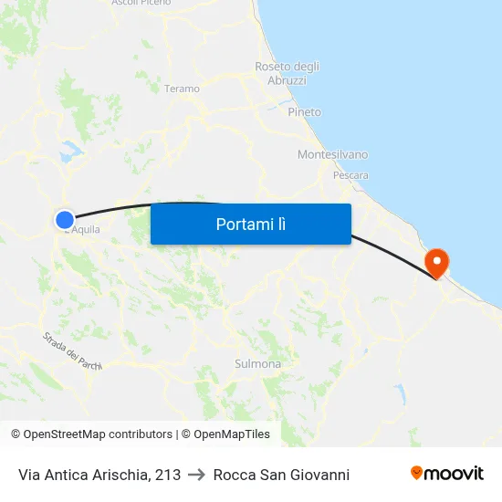 Via Antica Arischia, 213 to Rocca San Giovanni map