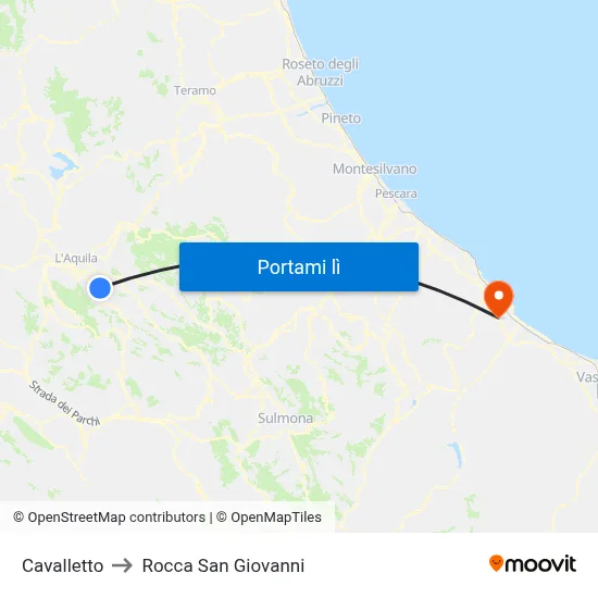 Cavalletto to Rocca San Giovanni map