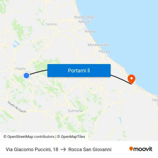 Via Giacomo Puccini, 18 to Rocca San Giovanni map