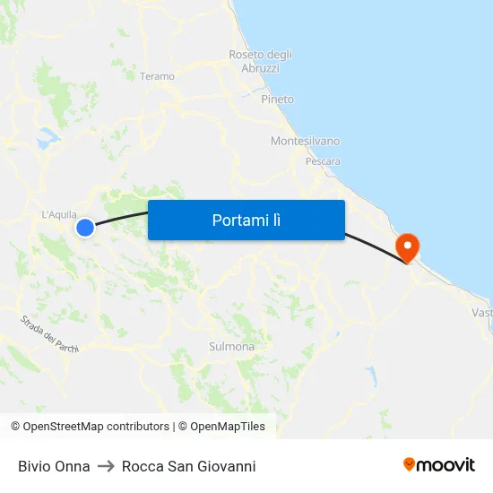 Bivio Onna to Rocca San Giovanni map