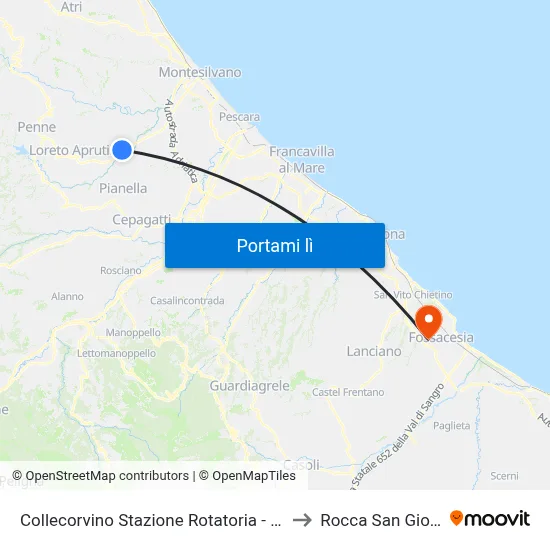 Collecorvino Stazione Rotatoria - Dir. Penne to Rocca San Giovanni map