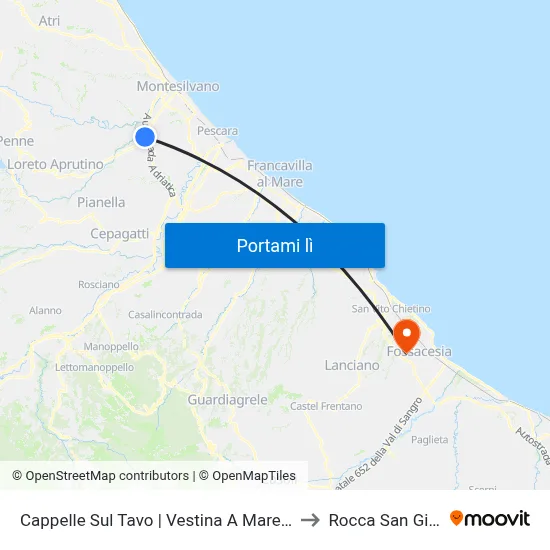 Cappelle Sul Tavo | Vestina A Mare - Ferramenta to Rocca San Giovanni map