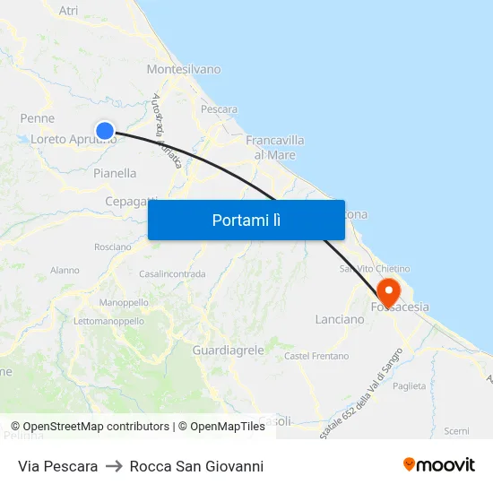 Via Pescara to Rocca San Giovanni map