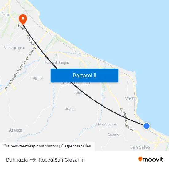 Dalmazia to Rocca San Giovanni map